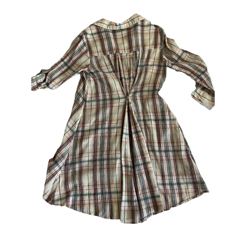 Kyla Seo Plaid High Low Dress Tunic XS Embroidered Boho - Picture 3 of 11